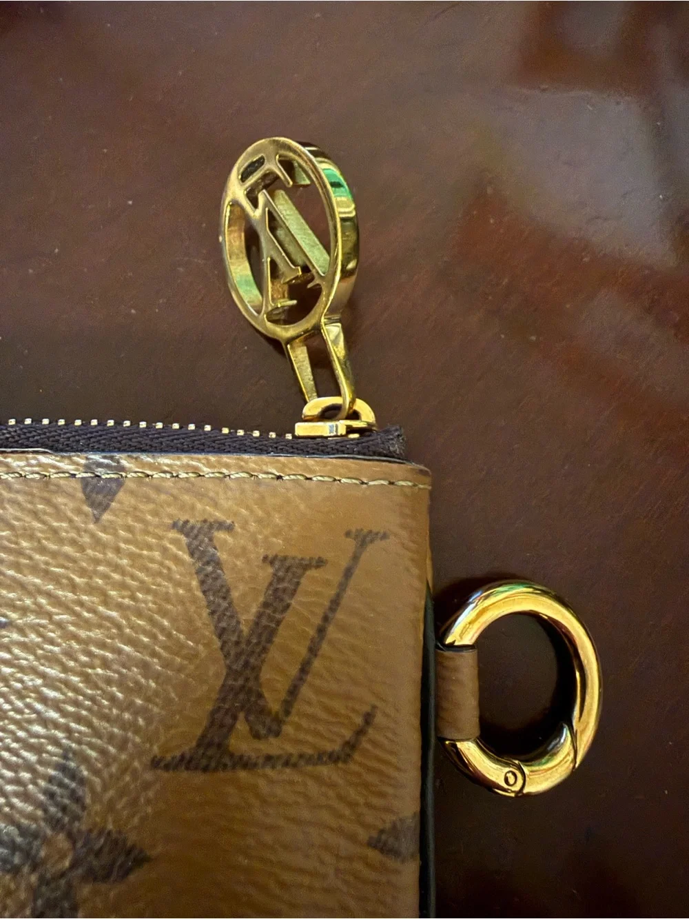 Louis Vuitton Brown Monogram Zipper Pouch with Gold Hardware - Picture 2 of 6